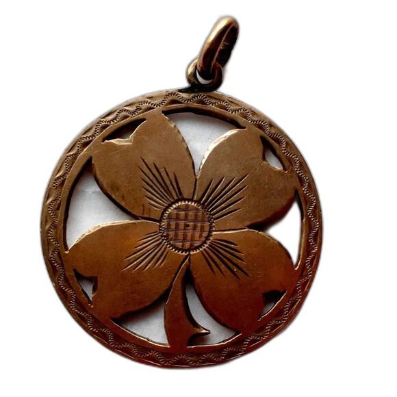 Vintage  Brown Four Leaf Clover Necklace Pendant Goodluck Charm - Picture 1 of 7